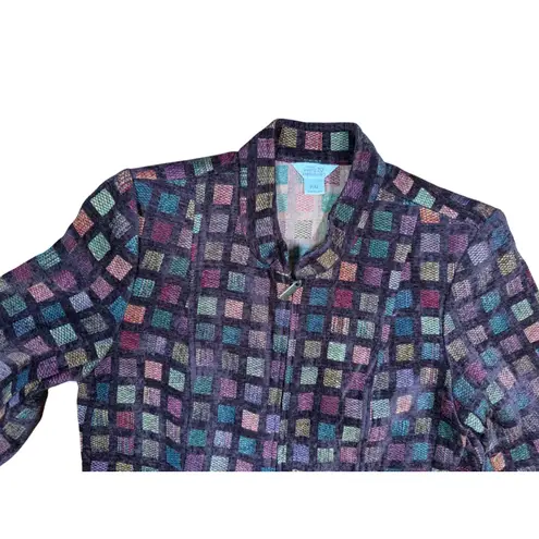 Christopher & Banks Christopher Bank Petite medium Squared Multicolor Tapestry Zip Front Jacket