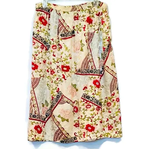Anne Crimmins for UMI Collections Floral Silk Skirt Size 12