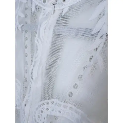 SEEK Ivory Lace Romper Sheer Small White Bridal Boho Bachelorette Cottagecore