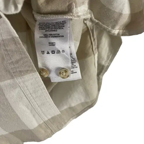 Mountain Hardwear Women's Size Medium Cream Plaid Soft Button Up