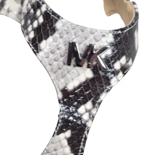 Michael Kors Laney Snakeskin Wedge Espadrille Sandal Thong Ankle Strap 7.5M Black Size 7.5