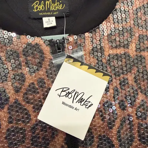 Bob Mackie NWT New Wearable Art Leopard Print Sequin Bomber Jacket size small