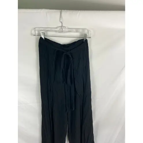 Elan Tie front Crinkle Side Slit Beach Pants Black Size Medium
