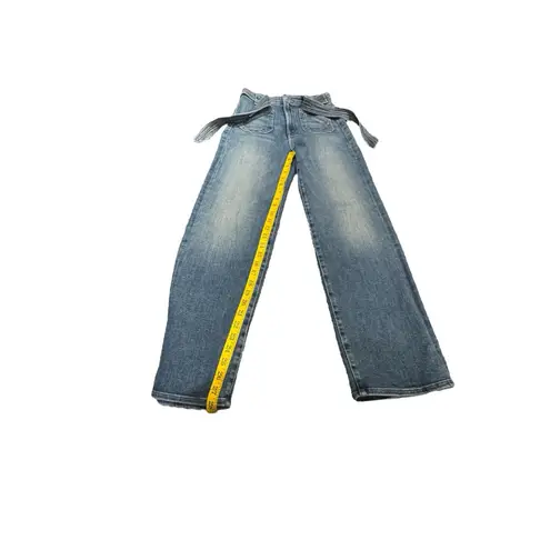 Mother The Waist Tie Patch Rambler Jean Hop On Hop Off Wash Belt Straight 25 Blue