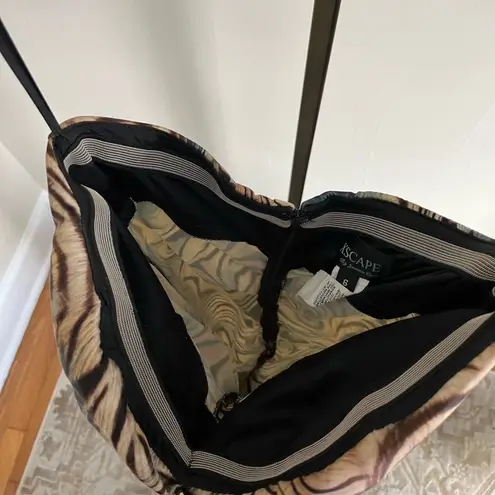 Xscape Strapless Ruched Marble Swirl Gown Size 6 Y2K Rhinestone Forma Blue