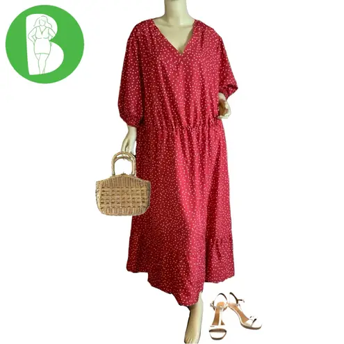 BLOOMCHIC RED AND WHITE POLKA DOT MAXI DRESS NWT (28) Size 3X