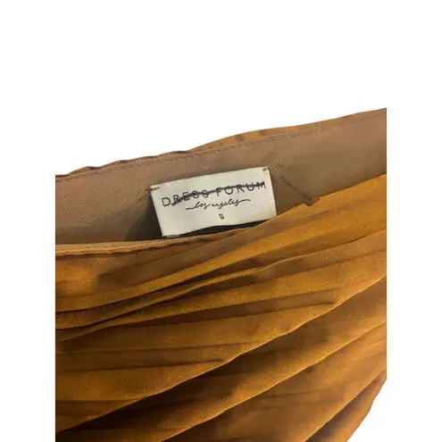 Dress Forum Asymmetrical Pleated One Shoulder Side Cut-Out Dress in Golden Ochre Women Small