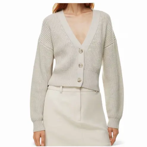 Babaton Aritzia Canberra Vneck Cream Beige Button-Up Merino Wool Cardigan XXS