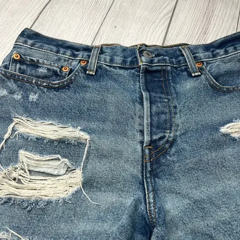 Levi's  Wedgie Short High Rise Medium Wash Distressed Cut Off Denim Shorts Sz 30