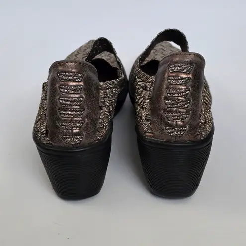 Bare Traps Ursala Bronze Metallic Woven Mary Jane Wedge Heels Shoes Size 7½