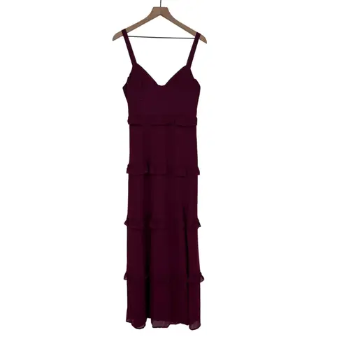 Lulus Sincerely Poised Plum Purple Backless Bustier Tiered Maxi Dress Size L Size L