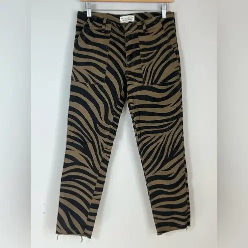 NILI LOTAN Jenna Pants Tiger Print Straight Leg Low Rise Size 2 or 27 Tan
