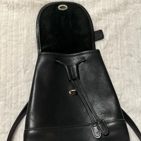 Coach Vintage  Mini Daypack / Backpack In Black Leather With Nickel Hardware 9960