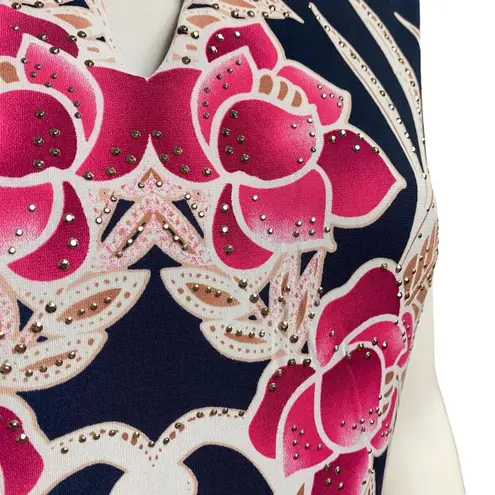 JM Collection Womens Petite Small Floret Sheath Keyhole Dress Hawaiian Tropical