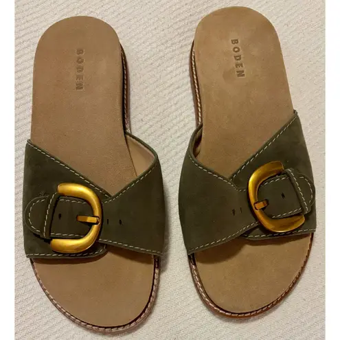 Boden Hardware Mule Footbed Sandal, Deep Olive, Sz 41 (9.5) NEW Green