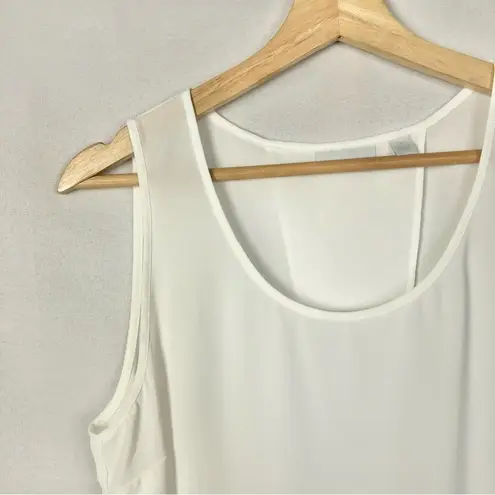 New York & Company White Chiffon Split Back Tank Top M Size M