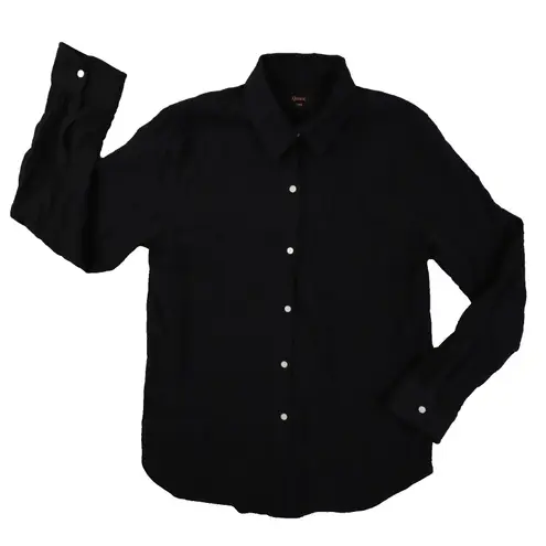 Quince Muslin Button Up Shirt Women's XS Black Long Sleeved Cotton Soft