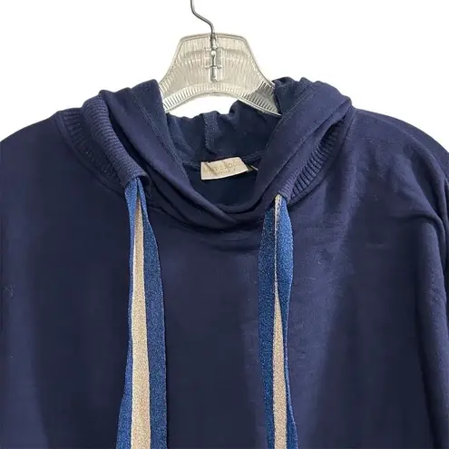 Ramy Brook Women's Navy Blue Tatum Puff Sleeve Hoodie Sweatshirt Size L