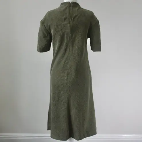 Prologue Olive Green Corduroy Short-Sleeve Academia Indie Midi Dress Extra Small