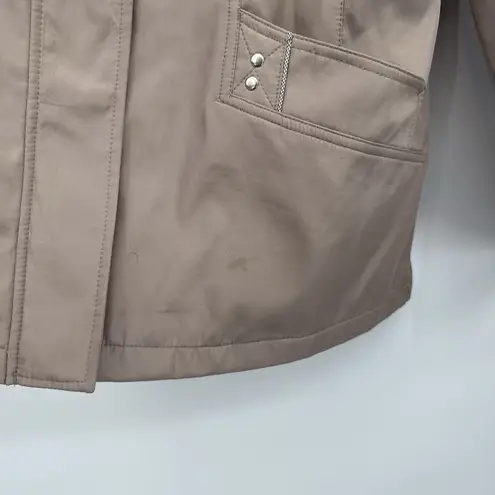 White Stag Beige Tan Zip Jacket Houndstooth Trim Size Large Preppy