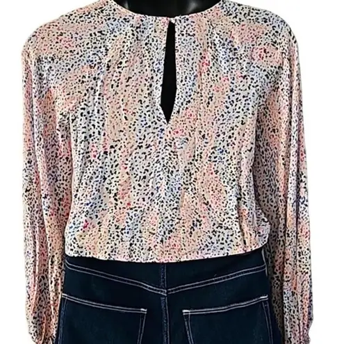 AFRM Women's Long Sleeve Balloon Blouse – Colorful Animal Print – Size Medium Pink