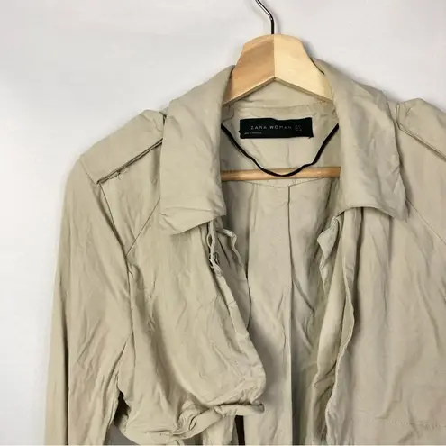 ZARA  Beige Lightweight Mid Length Trench Coat M