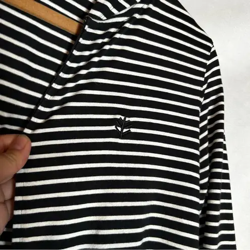 Coolibar Black & White Striped 50+ UPF Long Sleeve Swim Coverup Sun Protection