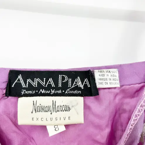 Anna Piaa Whimsical Fairycore Y2K 100% Silk Floral Embroidered Slip Dress 8 Purple