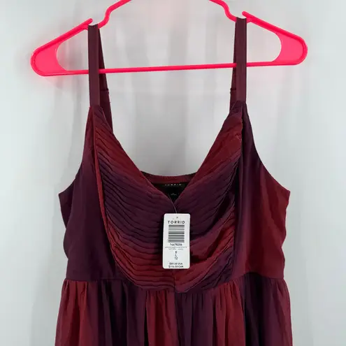 Torrid  Dress Size 12/Large/0 NWT Maxi Chiffon Pleated Burgundy Ombre Curvy
