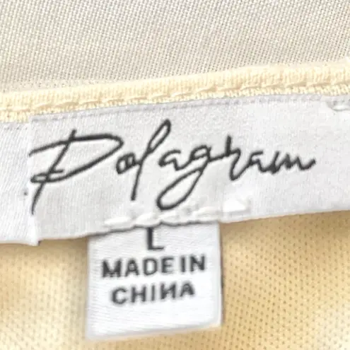 Polagram Cream Yellow Polkadot Embroidered Floral Tulle Short Sleeve Dress.