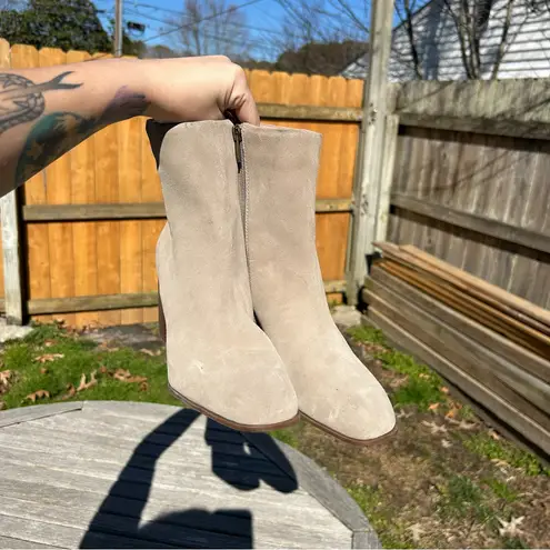 Nordstrom ‎ Grey Suede Squared Toe Zip Ankle Booties Size 10 boots