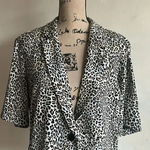 Susan Graver Leopard Print Short Sleeve Blazer Size XL