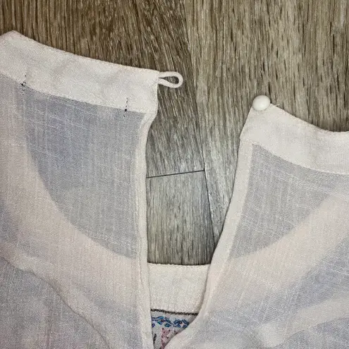 Living Doll Womens Cream Smocked Tank Top Blouse - M