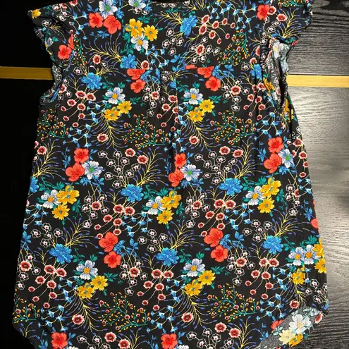 Kiwi Fresh Colorful Blouse w/Ruffle Cap Sleeves Size Small EUC