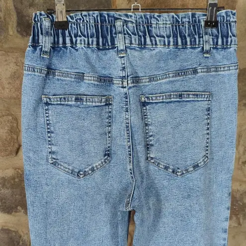 Simple Society Paper Bag Waist Jeans Woman's Size 28 Acid Wash Elastic Waist