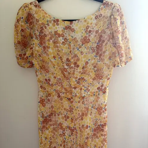 NEW STAUD Lea maxi Dress in Soleil Flower Print Yellow Size 10