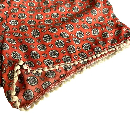 About A Girl X-LARGE Boho Pom Pom Elastic Waist Comfy Patterned Shorts