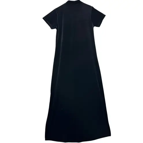 Walter Medium Black Short Sleeve Maxi Dress Velvet Mock Neck Romantic Goth Sexy