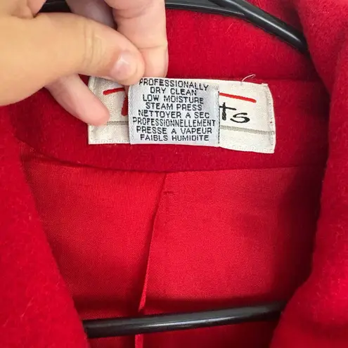 Talbots  Vintage Red Wool Coat Toggle Closure Collared Winter Holiday Christmas