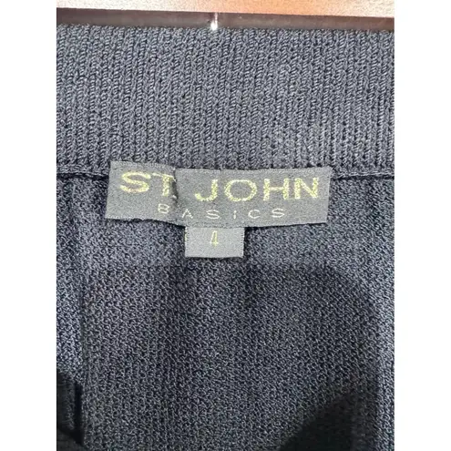 St. John Basic Santana Straight Black Knit Knee Pencil Skirt Size 4 Made in USA