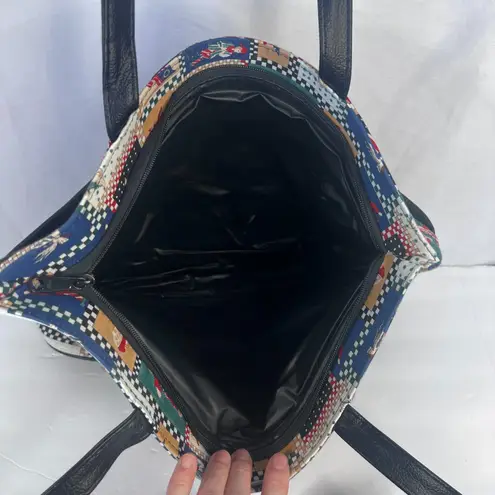 Source Unknown Patriotic Themed Shoulder Tote Bag Top Zip Vinyl Interior American Pie