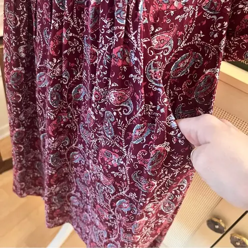 Garnet Hill Bohemian Burgundy Paisley Flowy Dress Size 6 NWOT