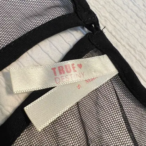 True Destiny black sheer embroidered dress S