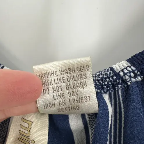 Mimi Chica Blue Striped Off The Shoulder Ruffle Pocket Romper Size Medium