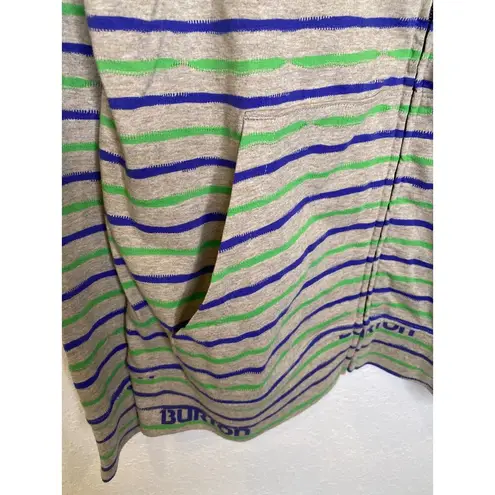 Burton  Striped Blue Green Lightweight Cotton Hoodie EUC Sz Lg Men’s/Unisex Logo