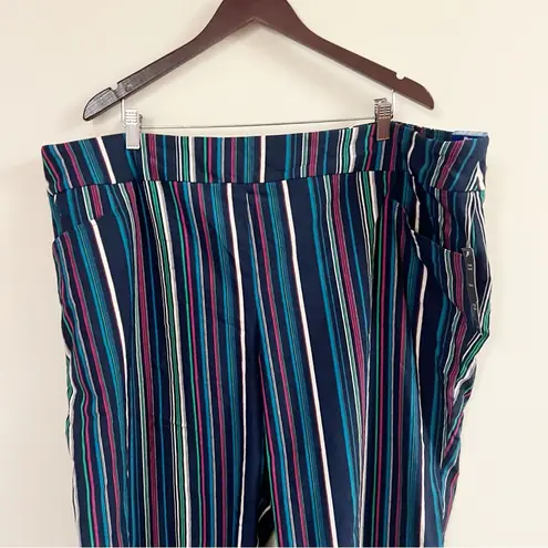 Terra & Sky Navy Blue Multicolor Striped Capri NEW Size 3X