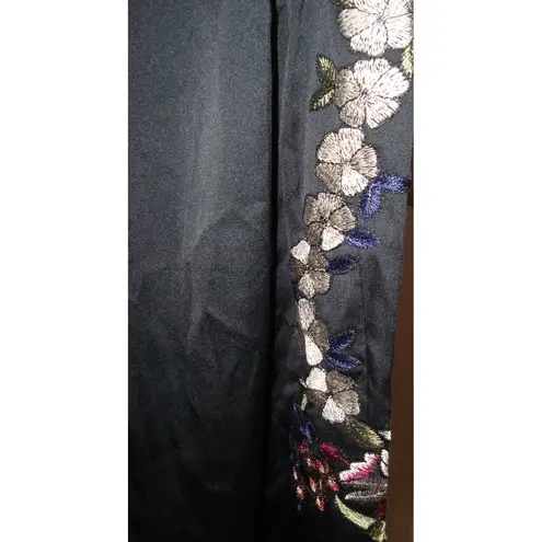 NWT New Designer Natori S Silky Black Embroidered Pajamas PJ's Womens Satin Tank