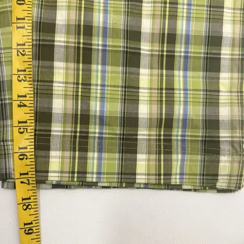 White Stag Golf Casual Pants Womens 10 Plaid Green Stretch Slash Pockets Flat Front Capri