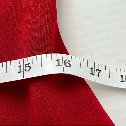 Amanda Smith VINTAGE Red V Neck Midi Dress Size 8 Sleeveless Date Night