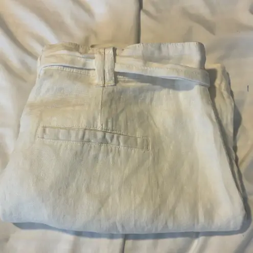 Michael Stars Linen Shorts White Belted High Waist Casual Summer Size M-NWT